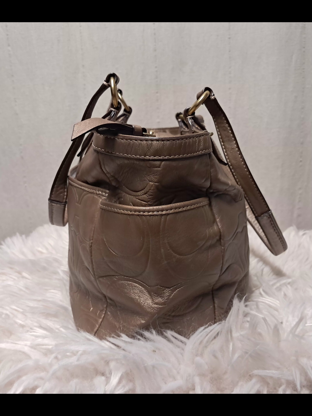Vintage Y2K Coach Gallery Embossed Leather Tote Bag F20742 Metallic Like New - Picture 6 of 12